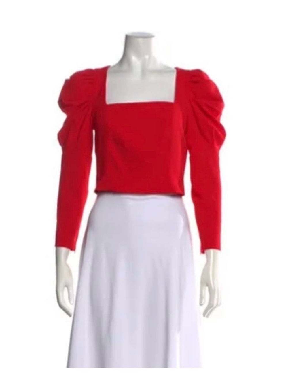 Alice + Olivia Red Square Neckline Long Sleeve Top